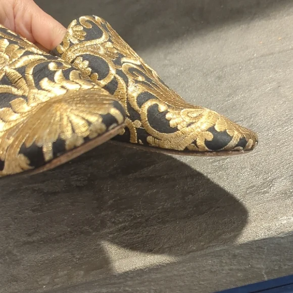 Tory Burch Women's Black and Gold Embroidered mule loafers - Picture 10 of 10